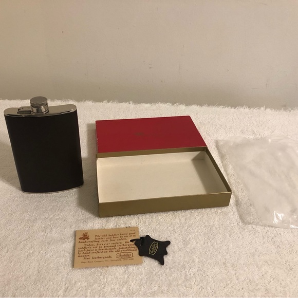 Vintage Saddler by Bosca Leather Covered Flask NIB